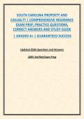 SOUTH CAROLINA PROPERTY AND CASUALTY &vert; COMPREHENSIVE INSURANCE EXAM PREP&comma; PRACTICE QUESTIONS&comma; CORRECT ANSWERS AND STUDY GUIDE