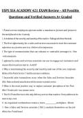 USPS SSA Academy 421 Exam Review &ndash; Possible Questions and Verified Answers &vert; A&plus; Graded Postal Service Study Guide 2027&sol;2028