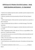 USPS Exam 421 Window Clerk SSA Academy &ndash; Study Guide Questions and Answers &vert; A&plus; Graded Postal Service Exam Prep 2027&sol;2028