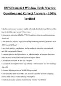 USPS Exam 421 Window Clerk &ndash; Practice Questions and Correct Answers &vert; Verified Postal Service Study Guide 2027&sol;2028