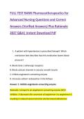 FULL TEST BANK Pharmacotherapeutics for &NewLine;Advanced Nursing Questions and Correct &NewLine;Answers &lpar;Verified Answers&rpar; Plus Rationale &NewLine;2027 Q&A&vert; Instant Download Pdf