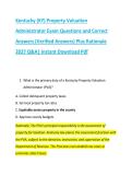 Kentucky &lpar;KY&rpar; Property Valuation &NewLine;Administrator Exam Questions and Correct &NewLine;Answers &lpar;Verified Answers&rpar; Plus Rationale &NewLine;2027 Q&A&vert; Instant Download Pdf 