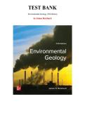 Test Bank for Environmental Geology&comma; 5th Edition by James Reichard Chapter 1-16 &vert; All Chapters