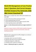 NCLEX RN Management of Care Practice &NewLine;Exam 5 Questions And Correct Answers &NewLine;&lpar;Verified Answers&rpar; Plus Rationales 2026 &NewLine;Q&A Instant Download Pdf 