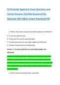PA Pesticide Applicator Exam Questions and &NewLine;Correct Answers &lpar;Verified Answers&rpar; Plus &NewLine;Rationale 2027 Q&A&vert; Instant Download Pdf