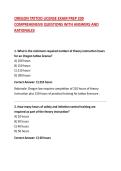 OREGON TATTOO LICENSE EXAM PREP 200 COMPREHENSIVE QUESTIONS WITH ANSWERS AND RATIONALES