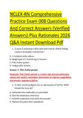 NCLEX-RN Comprehensive &NewLine;Practice Exam 008 Questions &NewLine;And Correct Answers &lpar;Verified &NewLine;Answers&rpar; Plus Rationales 2026 &NewLine;Q&A Instant Download Pdf 