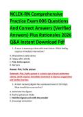 NCLEX-RN Comprehensive &NewLine;Practice Exam 006 Questions &NewLine;And Correct Answers &lpar;Verified &NewLine;Answers&rpar; Plus Rationales 2026 &NewLine;Q&A Instant Download Pdf