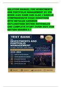 SOLUTION MANUAL FOR INVESTMENTS AND PORTFOLIO MANAGEMENT BY ZVI BODIE ALEX KANE AND ALAN J MARCUS COMPREHENSIVE EXAM QUESTIONS WITH DETAILED ANSWERS EXPLANATIONS REVIEW RATIONALES AND COMPLETE STUDY GUIDE 2025 2026 EDITION GRADED A &plus;