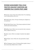 REVENUE MANAGEMENT FINAL EXAM&NewLine;PRACTICE 2026&sol;2027 QUESTIONS AND&NewLine;ANSWERS FULLY SOLVED STUDY GUIDE