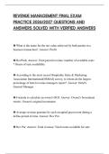REVENUE MANAGEMENT FINAL EXAM&NewLine;PRACTICE 2026&sol;2027 QUESTIONS AND&NewLine;ANSWERS SOLVED WITH VERIFIED ANSWERS