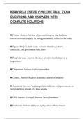 PERRY REAL ESTATE COLLEGE FINAL EXAM&NewLine;QUESTIONS AND ANSWERS WITH&NewLine;COMPLETE SOLUTIONS