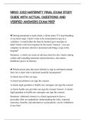 NRSG 3302 MATERNITY FINAL EXAM STUDY&NewLine;GUIDE WITH ACTUAL QUESTIONS AND&NewLine;VERIFIED ANSWERS EXAM PREP