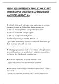 NRSG 3302 MATERNITY FINAL EXAM SCRIPT&NewLine;WITH SOLVED QUESTIONS AND CORRECT&NewLine;ANSWERS GRADED A&plus;