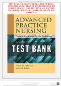 TEST BANK FOR ADVANCED PRACTICE NURSING&colon; ESSENTIAL KNOWLEDGE OR THE PROFESSION 3RD EDITION DENISCO FULL TESTBANK ALL HAPTERS INCLUDED&vert;&vert; LATEST AND COMPLETE UPDATE 2025 GRADED A&plus;