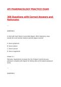 ATI PHARMACOLOGY PRACTICE EXAM&NewLine;&NewLine;300 Questions with Correct Answers and Rationales&NewLine;