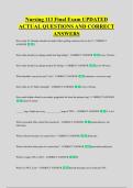 Nursing 113 Final Exam UPDATED &NewLine;ACTUAL QUESTIONS AND CORRECT &NewLine;ANSWERS