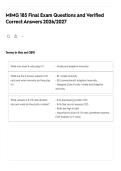MIMG 185 Final Exam Questions and Verified Correct Answers 2026&sol;2027
