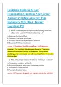 Louisiana Business & Law &NewLine;Examination Questions And Correct &NewLine;Answers &lpar;Verified Answers&rpar; Plus &NewLine;Rationales 2026 Q&A &vert; Instant &NewLine;Download Pdf 