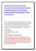 Florida Board of Dentistry Dentist&NewLine;Licensure Examination Practice Questions&NewLine;& &lbrack;Verified Answers&rsqb;&comma; Plus Explained&NewLine;Rationales&vert;2026 Latest Update&vert; Instant&NewLine;Download PDF