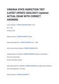 VIRGINIA STATE INSPECTION TEST &NewLine;&lpar;LATEST UPDATE 2026&sol;2027&rpar; Updated &NewLine;ACTUAL EXAM WITH CORRECT &NewLine;ANSWERS 