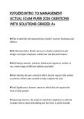 RUTGERS INTRO TO MANAGEMENT&NewLine;ACTUAL EXAM PAPER 2026 QUESTIONS&NewLine;WITH SOLUTIONS GRADED A&plus;&NewLine;