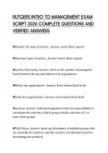 RUTGERS INTRO TO MANAGEMENT EXAM&NewLine;SCRIPT 2026 COMPLETE QUESTIONS AND&NewLine;VERIFIED ANSWERS&NewLine;