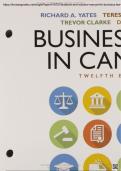 Test Bank for Business Law in Canada&comma; 12th Canadian Edition by Richard Yates&vert; All Chapters 1-16&vert; Newest Edition