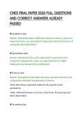 CHES FINAL PAPER 2026 FULL QUESTIONS AND CORRECT ANSWERS ALREADY PASSED