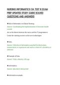 NURSING INFORMATICS OA TEST 8 EXAM PREP UPDATED STUDY GUIDE SOLVED QUESTIONS AND