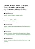 NURSING INFORMATICS OA TEST 8 EXAM SCRIPT PREMIUM REVIEW ACCURATE QUESTIONS AND