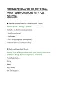 NURSING INFORMATICS OA TEST 8 FINAL PAPER TESTED QUESTIONS WITH FULL SOLUTION&period;pdf
