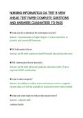 NURSING INFORMATICS OA TEST 8 VIEW AHEAD TEST PAPER COMPLETE QUESTIONS AND