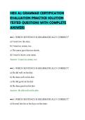 HESI A2 GRAMMAR CERTIFICATION EVALUATION PRACTICE SOLUTION TESTED QUESTIONS WITH COMPLETE ANSWERS&period;pdf&NewLine;&NewLine;