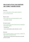 HESI A2 MATH ACTUAL EXAM QUESTIONS AND CORRECT ANSWERS UPDATED