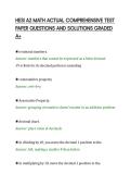 HESI A2 MATH ACTUAL COMPREHENSIVE TEST PAPER QUESTIONS AND SOLUTIONS GRADED A
