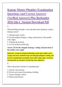 Kansas Master Plumber Examination &NewLine;Questions And Correct Answers &NewLine;&lpar;Verified Answers&rpar; Plus Rationales &NewLine;2026 Q&A &vert; Instant Download Pdf 