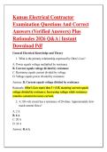 Kansas Electrical Contractor &NewLine;Examination Questions And Correct &NewLine;Answers &lpar;Verified Answers&rpar; Plus &NewLine;Rationales 2026 Q&A &vert; Instant &NewLine;Download Pdf 
