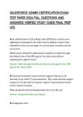 SALESFORCE ADMIN CERTIFICATION EXAM&NewLine;TEST PAPER 2026 FULL QUESTIONS AND&NewLine;ANSWERS VERIFIED STUDY GUIDE FINAL PREP&NewLine;470&NewLine;