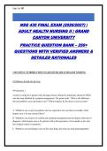 NSG 430 Final Exam 2026&sol;2027 &vert; Adult Health Nursing II &vert; Grand Canyon University&colon; 260&plus; Practice Questions with Verified Answers & Detailed Rationales
