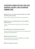 SALESFORCE ADMIN EXAM HIGH-YIELD DATA&NewLine;MODELING&comma; SECURITY&comma; AND AUTOMATION&NewLine;SUMMARY 2026&NewLine;