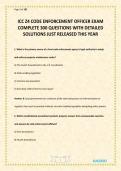 ICC Z4 CODE ENFORCEMENT OFFICER EXAM COMPLETE 300 QUESTIONS WITH DETAILED SOLUTIONS JUST RELEASED THIS YEAR&period;pdf is a comprehensive study resource designed to help candidates prepare for the ICC Z4 Code Enforcement Officer examination&period; It includes 300 prac