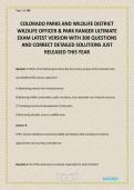 COLORADO PARKS AND WILDLIFE DISTRICT WILDLIFE OFFICER & PARK RANGER ULTIMATE EXAM LATEST VERSION WITH 300 QUESTIONS AND CORRECT DETAILED SOLUTIONS JUST RELEASED THIS YEAR&period;pdf&NewLine;&NewLine;