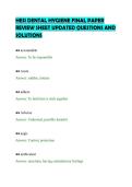 HESI DENTAL HYGIENE FINAL PAPER REVIEW SHEET UPDATED QUESTIONS AND SOLUTIONS&period;