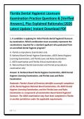 Florida Dental Hygienist Licensure&NewLine;Examination Practice Questions & &lbrack;Verified&NewLine;Answers&rsqb;&comma; Plus Explained Rationales&vert;2026&NewLine;Latest Update&vert; Instant Download PDF&NewLine;