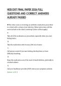 HESI EXIT FINAL PAPER 2026 FULL QUESTIONS AND CORRECT ANSWERS ALREADY PASSED