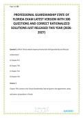 PROFESSIONAL GUARDIANSHIP STATE OF FLORIDA EXAM LATEST VERSION WITH 300 QUESTIONS AND CORRECT RATIONALIZED SOLUTIONS JUST RELEASED THIS YEAR &lpar;2026-2027&rpar;&period;pdf is a comprehensive study resource designed to help candidates prepare for the Florida Professional