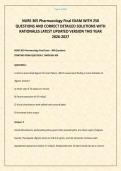 NURS 305 Pharmacology Final EXAM WITH 250 QUESTIONS AND CORRECT DETAILED SOLUTIONS WITH RATIONALES LATEST UPDATED VERSION THIS YEAR 2026-2027&period;pdf is a comprehensive study resource designed to help nursing students prepare for the NURS 305 Pharmacology Fin