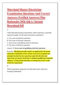 Maryland Master Electrician &NewLine;Examination Questions And Correct &NewLine;Answers &lpar;Verified Answers&rpar; Plus &NewLine;Rationales 2026 Q&A &vert; Instant &NewLine;Download Pdf 