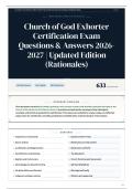 Church of God Exhorter Certification Exam Questions & Answers 2026-2027 Updated Edition &lpar;Rationales&rpar;